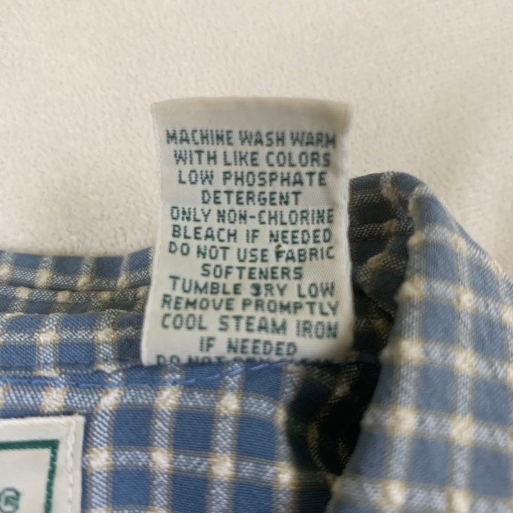 LL Bean Mens Medium Tall Blue Check Long Sleeve Button Down Shirt 0GR89 Pocket - Picture 7 of 9